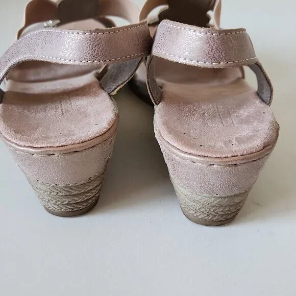 RIEKER | Women's Fanni 59 Sandals Espadrilles Wedges Pink Silver Sz 40 - Picture 5 of 7